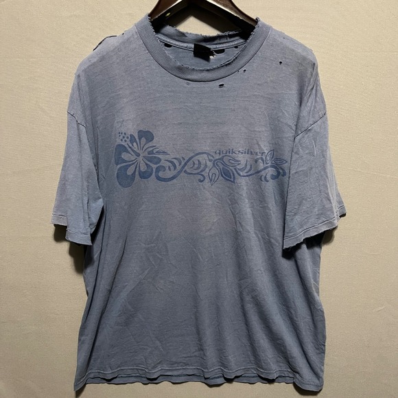 Quiksilver Other - Vintage Quiksilver T-Shirt XL Blue GrayThrashed Distressed Surf Graphic USA Made